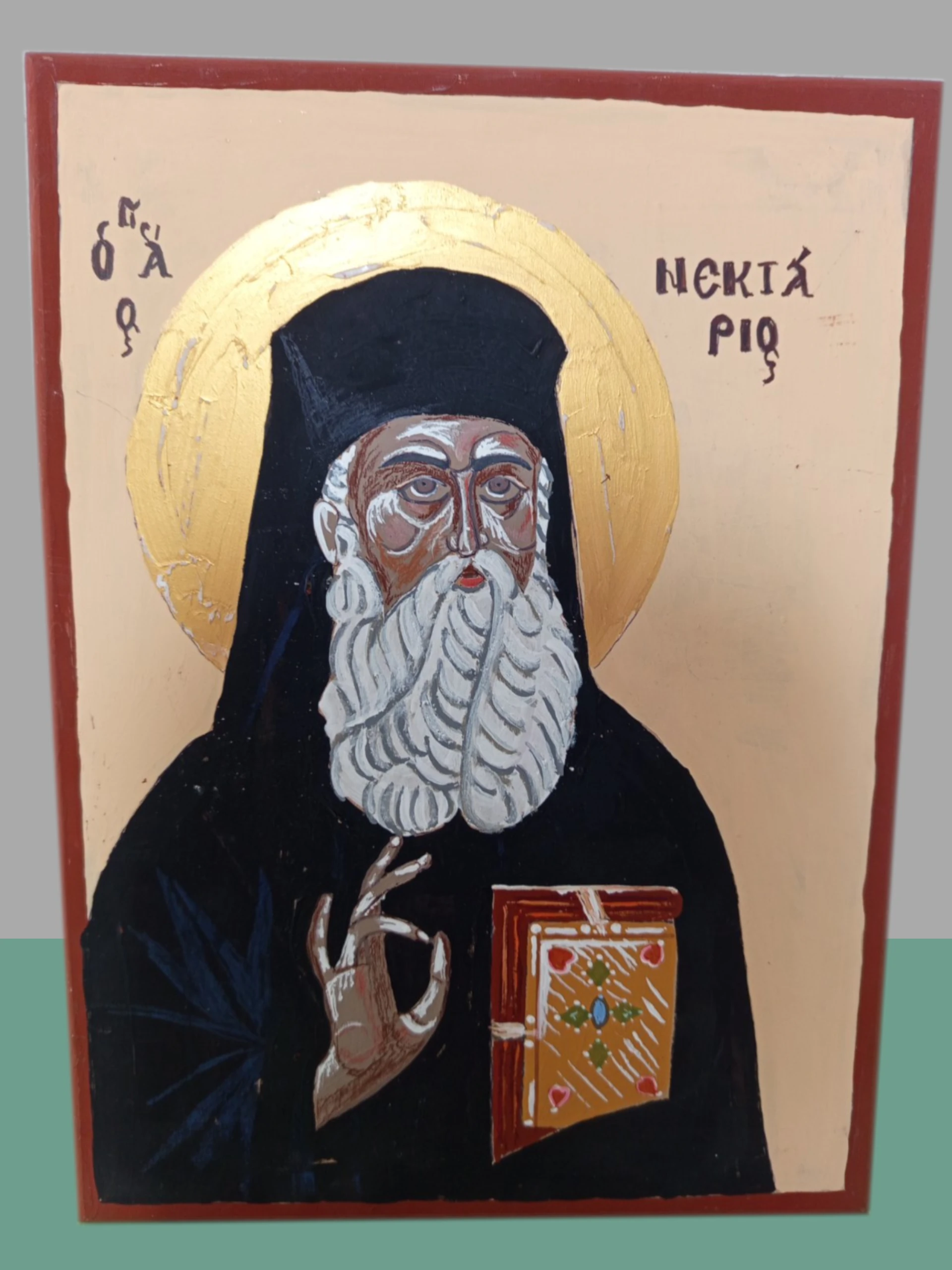 ikona-agios-nektarios-zografisti-xilo-40x30_1920_2560px (1) Χειροποίητη ζωγραφιστή εικόνα του Αγίου Νεκταρίου σε χοντρό ξύλο διαστάσεων 40×30