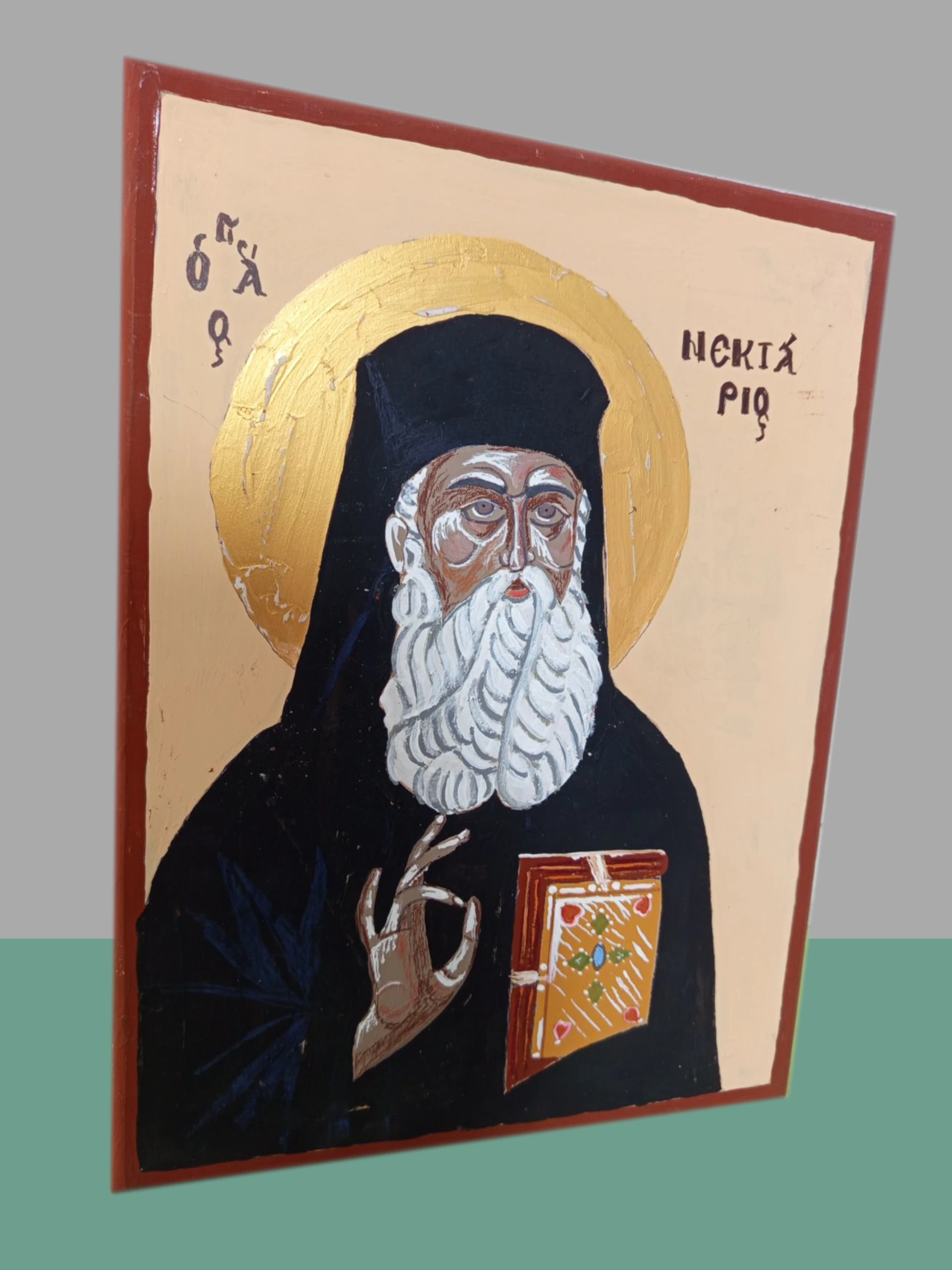ikona-agios-nektarios-zografisti-xilo-40x30_1920_2560px (2) Χειροποίητη ζωγραφιστή εικόνα του Αγίου Νεκταρίου σε χοντρό ξύλο διαστάσεων 40×30