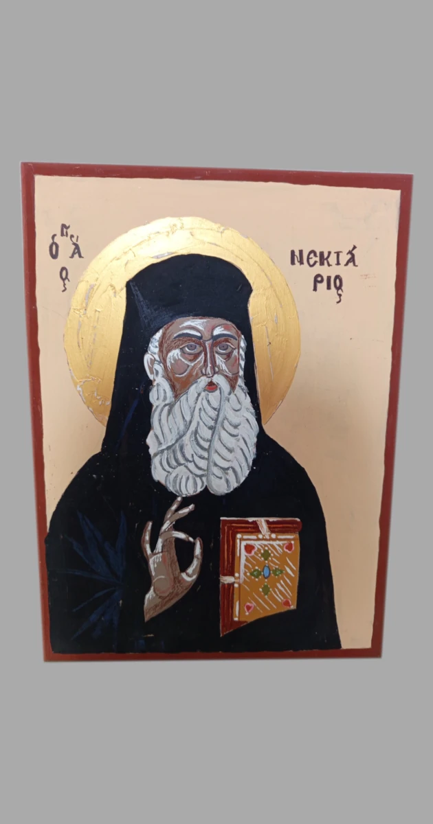 ikona-agios-nektarios-zografisti-xilo-40x30_ogg_img_1920_2560px Χειροποίητη ζωγραφιστή εικόνα του Αγίου Νεκταρίου σε χοντρό ξύλο διαστάσεων 40×30
