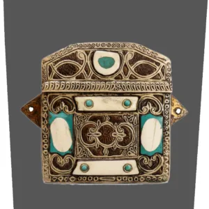 Vintage χειροποίητη Θήκη Κορανίου (Koran Box) αραβικής τεχνοτροπίας με ανάγλυφη μεταλλική διακόσμηση